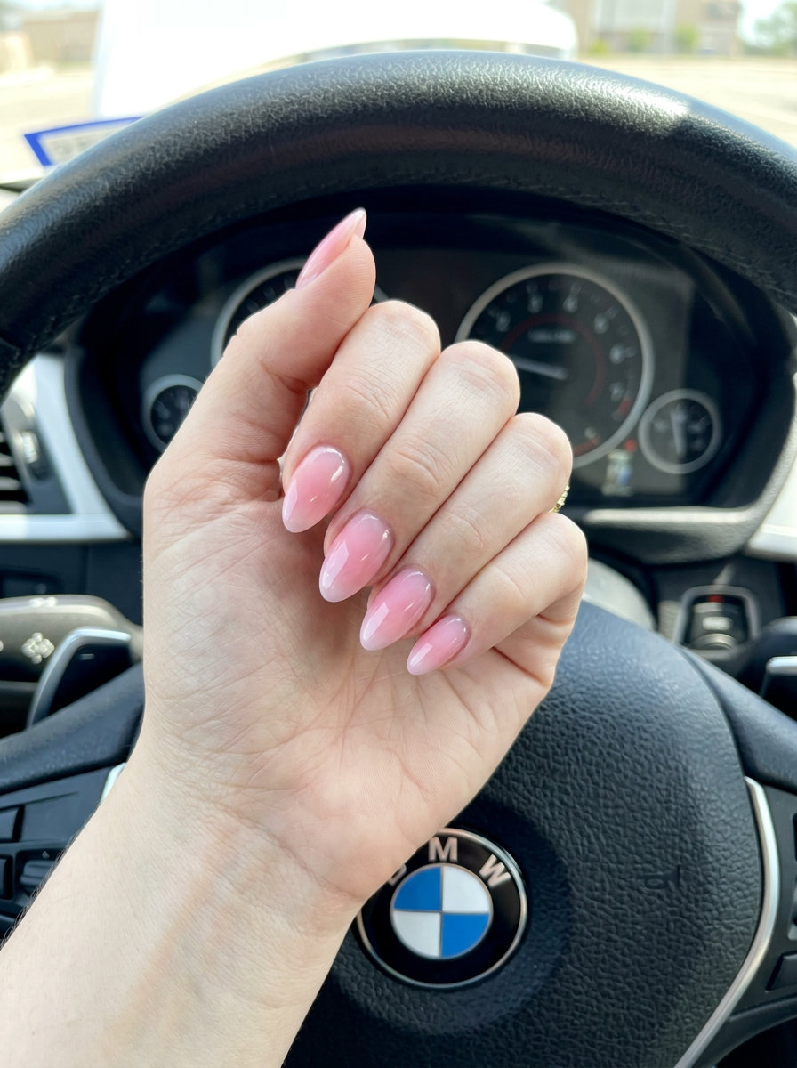 Ethereal strawberry milk pink aura gradient on oval nails for brunch. June nails ideas - summer ideas 2026.