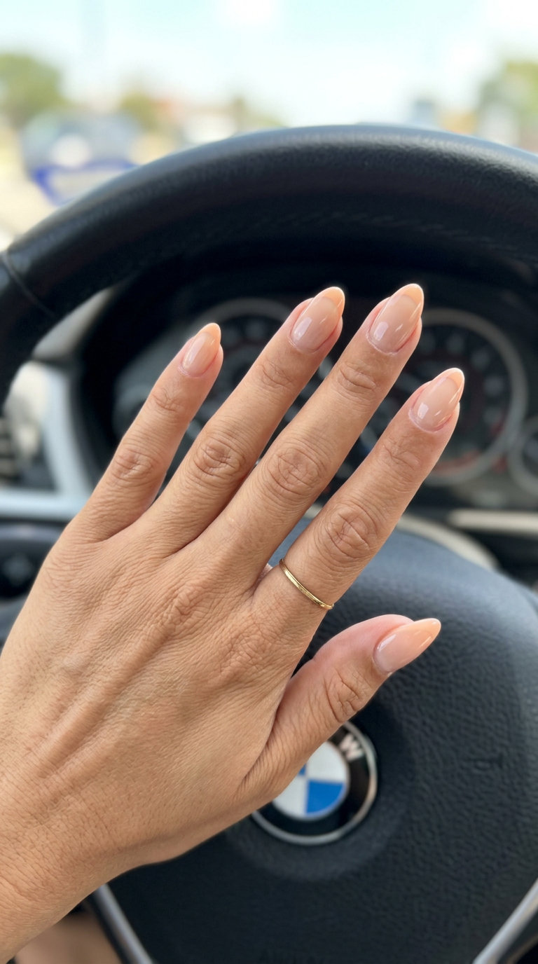 Peach Fuzz Micro French Almond nails: sophisticated, understated, elegant for formal events and work. June nails ideas - summer ideas 2026.