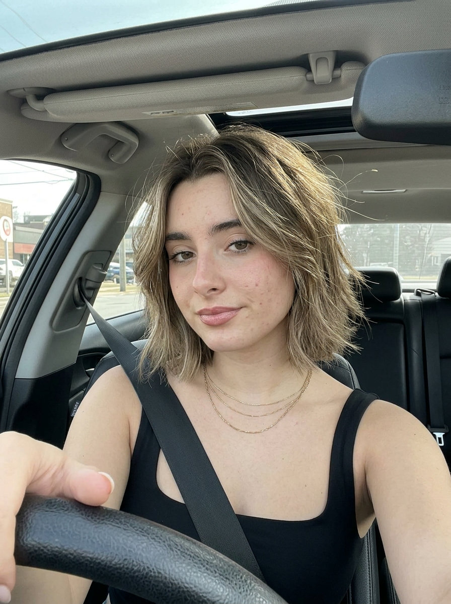 short messy wolf cut with neutral mushroom bronde, teasylights and ash toner for summer