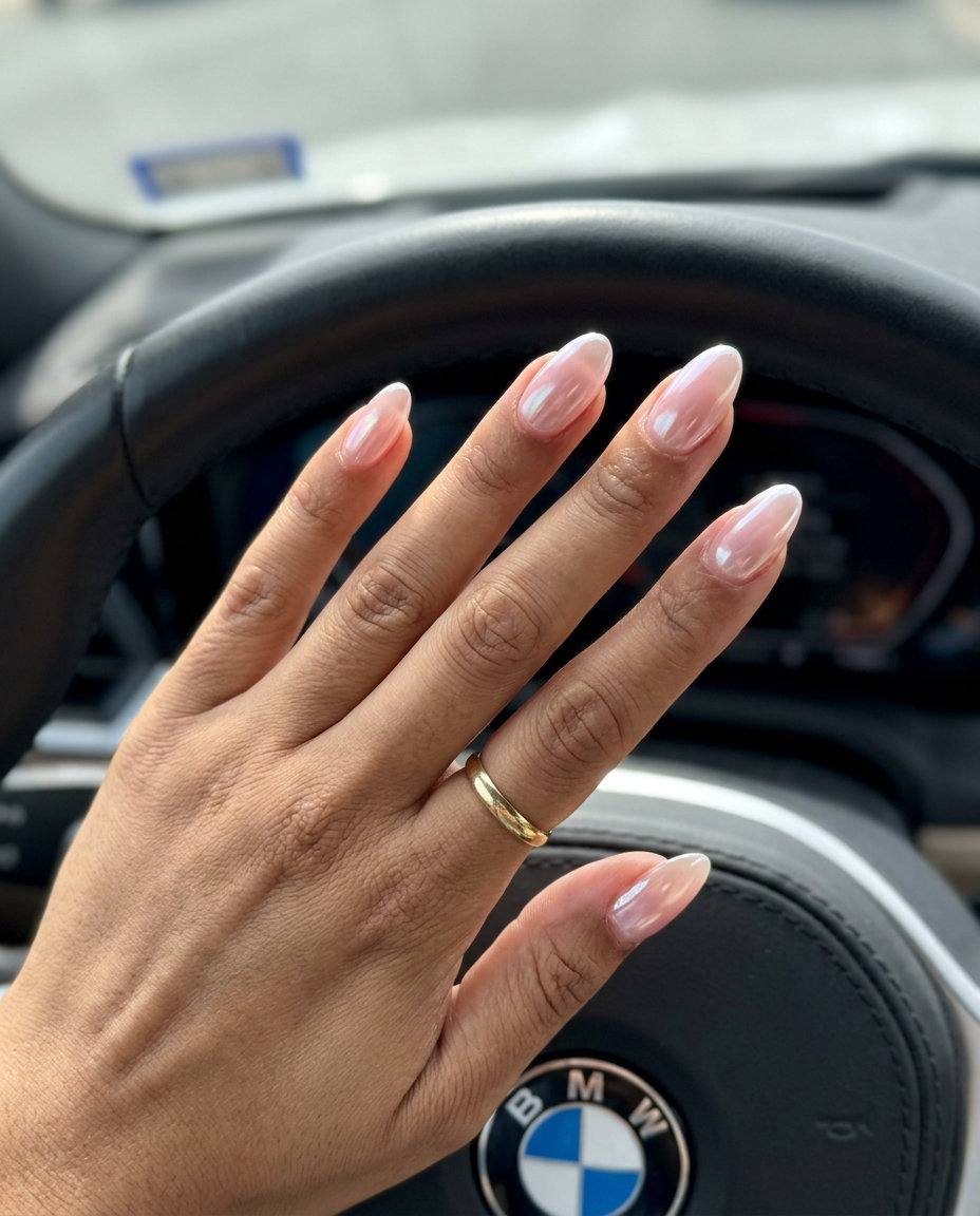 Soft Pink Glazed Donut Nails 2026 | Bridal Style Soft Pink Glazed Donut oval summer nails 2026 for all skin tones. Glamorous bridal & special event nails.