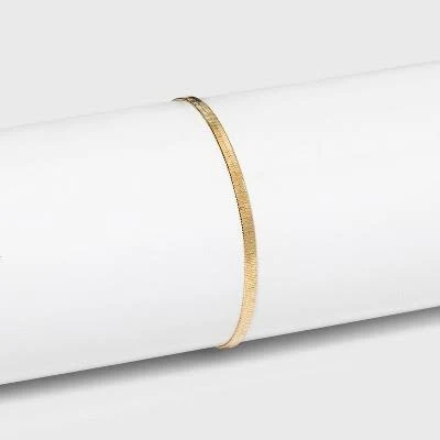 accessory 14K Gold Plated Herringbone Chain Bracelet with Lobster Claw Clasp Target $12.79