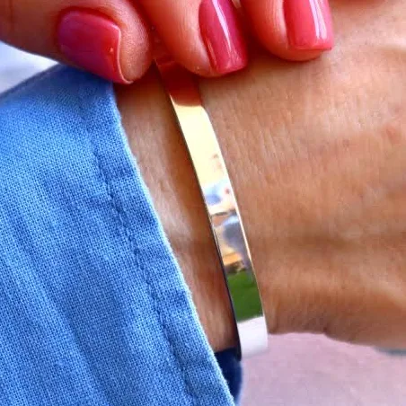 accessory 925 Sterling Silver Sleek Bangle Bracelet Nadin Art Design - Personalized Jewelry $62