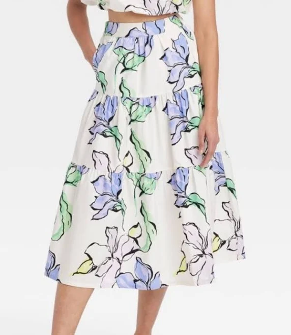 skirt A New Day Skirts A New Day Aline Midi Skirt A New Day White Floral Poshmark $16