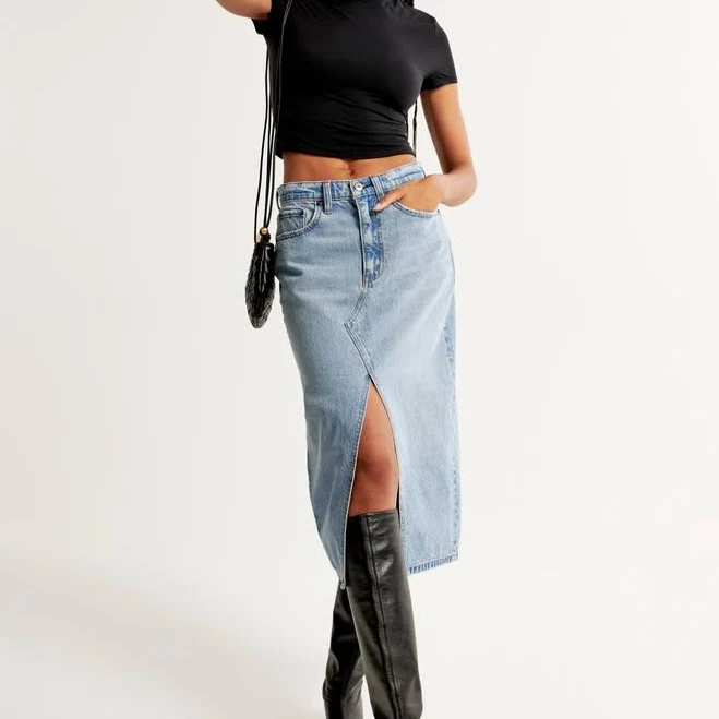 skirt Abercrombie & Fitch Women's Denim Cargo Midi Skirt Abercrombie & Fitch $26.97