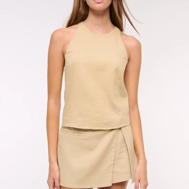 top Abercrombie & Fitch Women's Linen-Blend Open-Back Top Abercrombie & Fitch $50