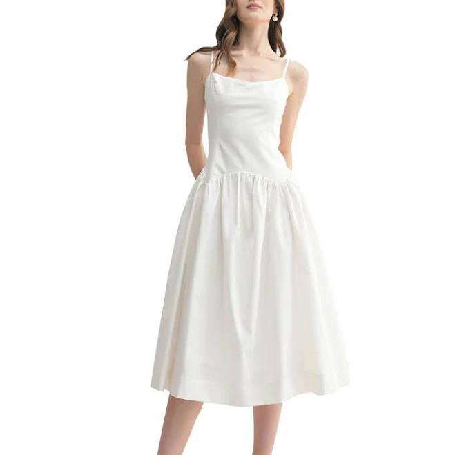 dress All in Favor Women's Cotton & Linen Drop Waist Midi Dress Nordstrom $69