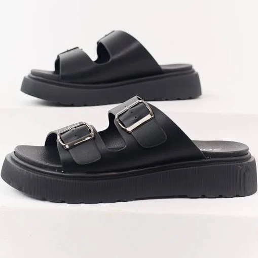 shoes Almond Faux Leather Double Strap Platform Sandals Lime Lush $29.99