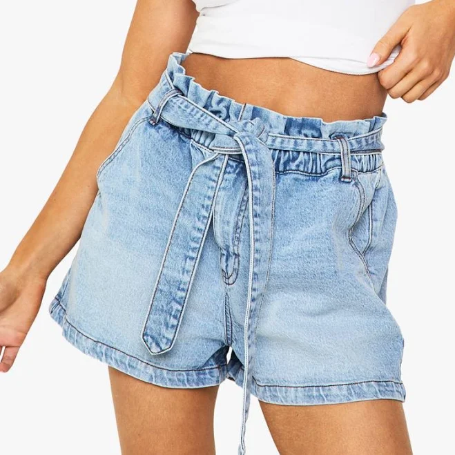 shorts Boohoo Women's Paper Bag Waist Denim Shorts boohoo USA $16.8