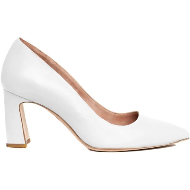 shoes Classic White Leather Block Heel Pump ALLY Shoes $335
