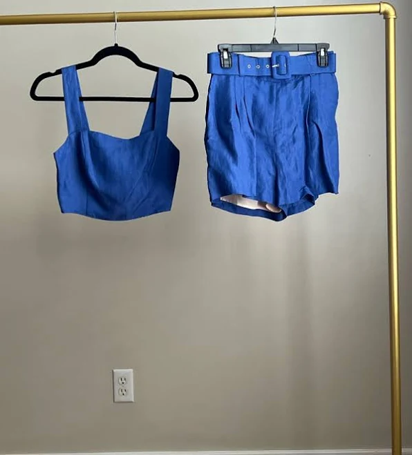 matching set Cropped Tank Top & High-Waist Belted Linen Shorts Set Poshmark $108