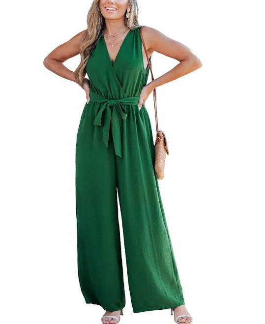 jumpsuit Cupshe Women's Elegant Sleeveless V-Neck Wide Leg Jumpsuit Macy's $46.49