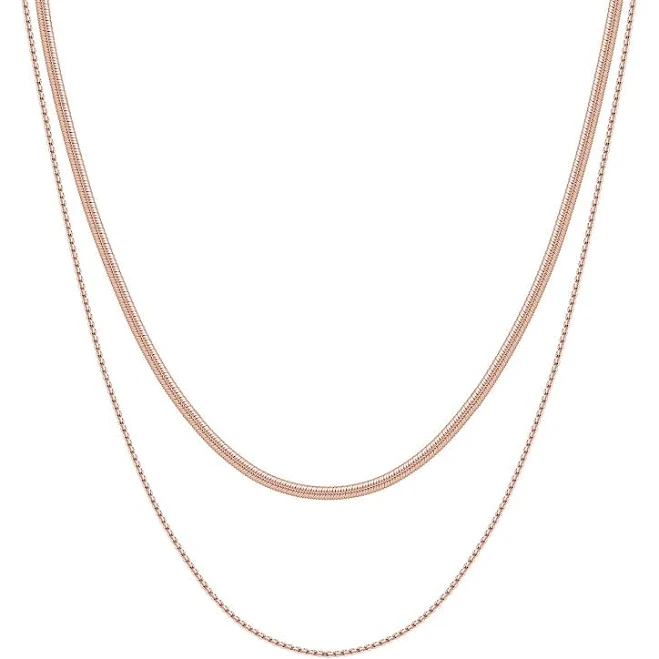 accessory Delicate Layered Rose Gold Snake Chain Necklace Hey Happiness $41.06