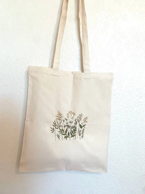 bag Embroidered wildflower Tote Bag, Embroidery wildflower floral Tote, Flower Canvas Bag, Simple Minimalistic Design Canvas Bag,Canvas Tote Bag Etsy - Seller $27