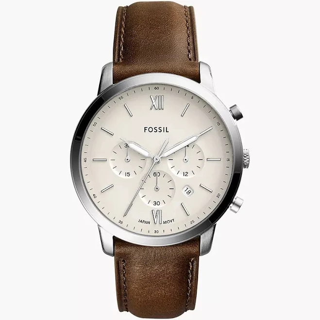 accessory Fossil Men's Neutra Chronograph Quartz Watch with Brown Leather Strap Fossil $180