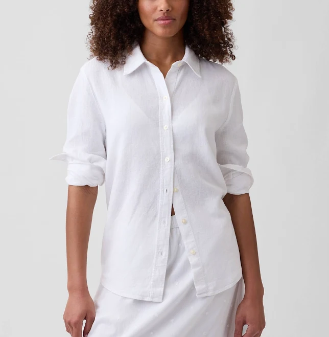 outerwear Gap Women's Linen-Blend Easy Shirt Gap Factory $29.99