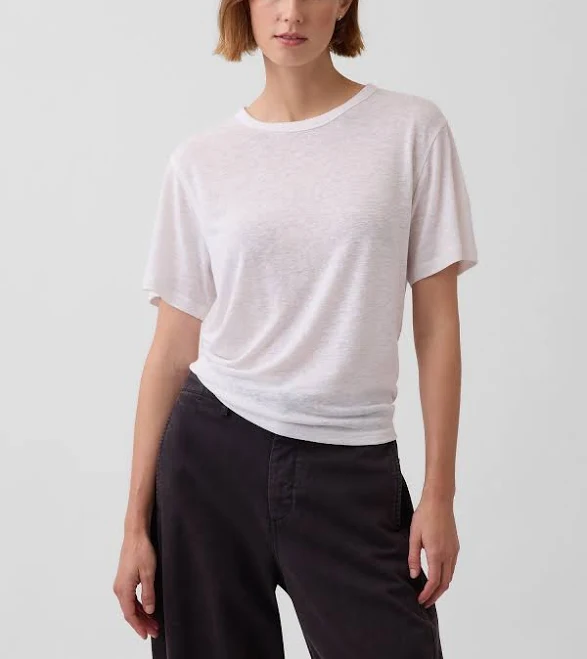 top Gap Women's Relaxed Linen-Blend T-Shirt Gap $23