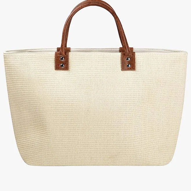 tote bag Hazel Large Straw Tote with Dual Handles Jen & Co. $18.74