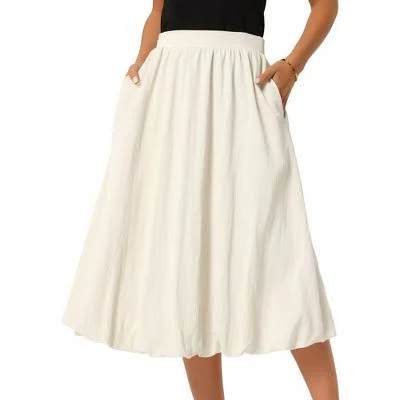 skirt Inspire Chic Women's Flowy Puffy Hem Ruffle Midi Skirt with Pockets Target $30.29