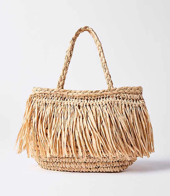 bag Loft Women's Fringe Raffia Tote Bag LOFT $39.97