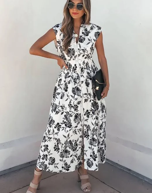 floral print outfits Magnolia Boutique Women's Floral Print Smocked Midi Dress Magnolia Boutique $59