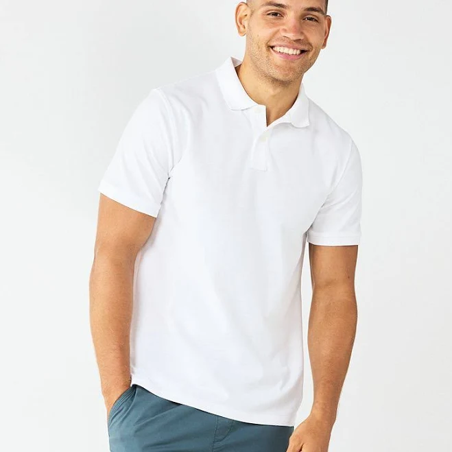 top Men's Sonoma Goods For Life Short Sleeve Pique Polo, Size: Small, Modern White Kohl's $14.99