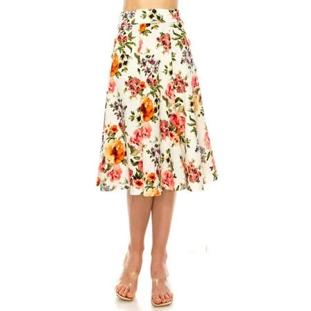 skirt Moa Collection Women's Floral Print A-Line Midi Skirt Walmart - MOA Collection $19.99