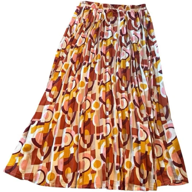 skirt Monteau Retro Geometric Pleated Midi Skirt Poshmark $36