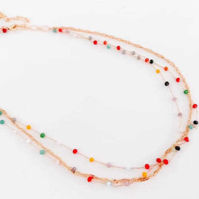 accessory Multi Layered Beaded Chain Necklace Pretty Simple $35