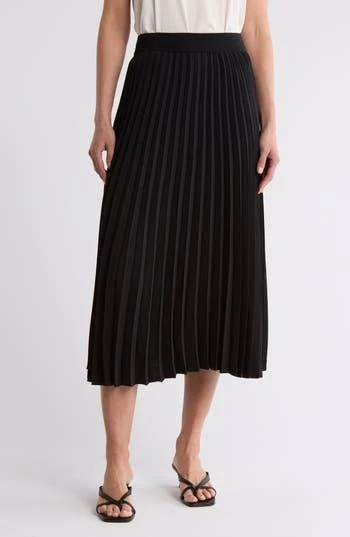 skirt Nordstrom Pleated Midi Skirt in Black at Nordstrom Rack, Size X-Large Nordstrom Rack $59.97