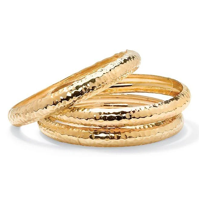 accessory PalmBeach Jewelry Hammered 3-Piece Bangle Bracelet Set Kohl's $34.99