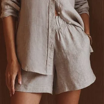 shorts Quince Women's European Linen High Waisted Shorts Quince $32