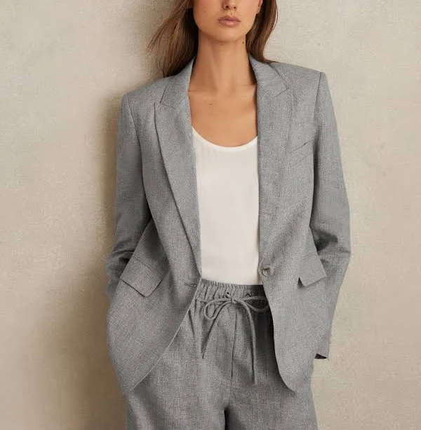 outerwear Reiss Women's Willow Linen-Blend Single-Breasted Blazer Reiss $161