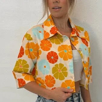 denim jacket Retro Floral Cropped Denim Jacket Etsy - Seller $55
