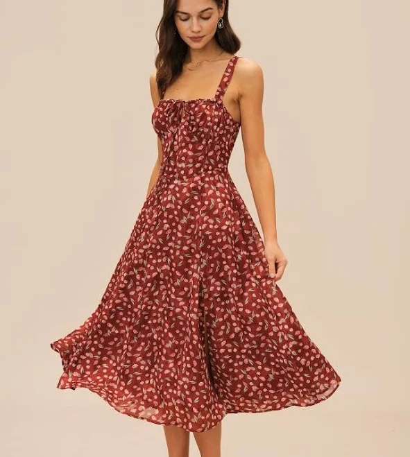 floral print outfits Rihoas Ditsy Floral A-Line Midi Slip Dress Rihoas $47