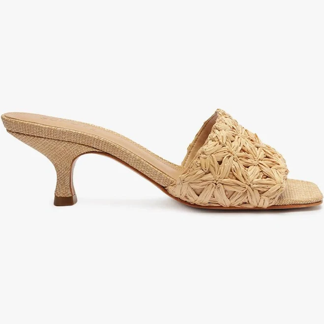 heels Schutz Women's Dethalia Straw Raffia Kitten Heel Slide Sandals Schutz $79