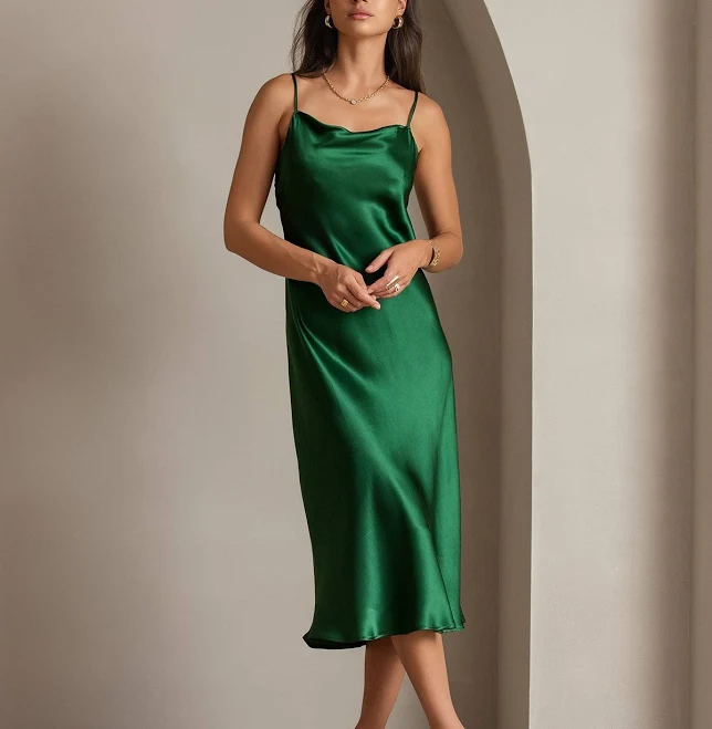 dress SilkSilky Women's Silk Cowl Neck Midi Slip Dress SilkSilky $99.95