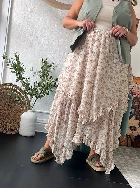 skirt Sweet Melody Floral Print Midi Skirt Everyday Chic Boutique $34.99