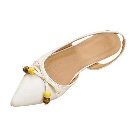 shoes SYMSHOES Womens White Pointed Toe Flats Slingback Ballet Flats with Bow Walmart - GUZOM SHOES $23.32