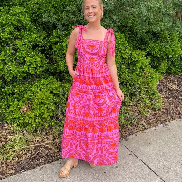 dress Tarie Tropical Maxi Dress True Orange Boutique $95