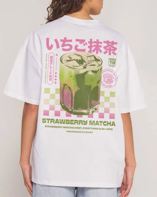 t-shirt Threadheads Oversized Strawberry Matcha Tee Threadheads $38