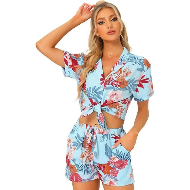 matching set Women Hawaiian Shirt and Shorts Set Tropical Summer Button Down Sets Kohl's $45.99
