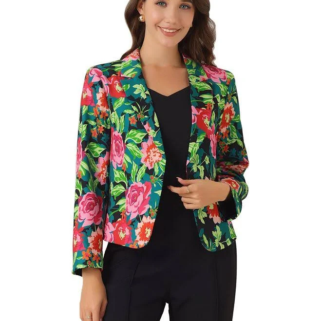 blazer Women's Open Front Floral Print Blazer, Size: XS, Blackgreen Pink Floral Kohl's $56.99