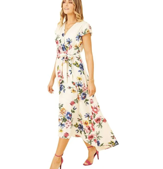 dress Yumi Women's Floral Print Dip Hem Wrap Dress Macy's $80.5
