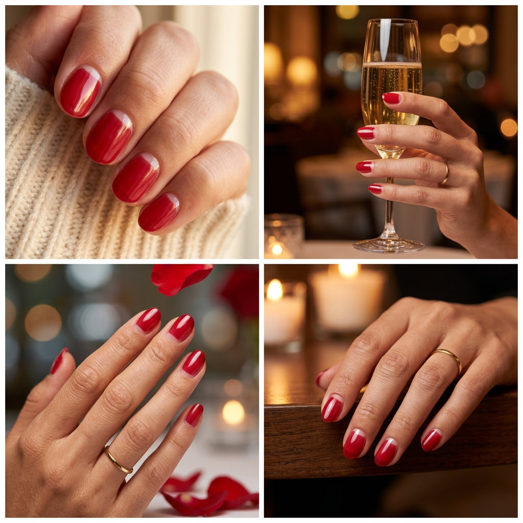 Edgy short oval summer nails 2026 with crimson negative space French tips for date night.