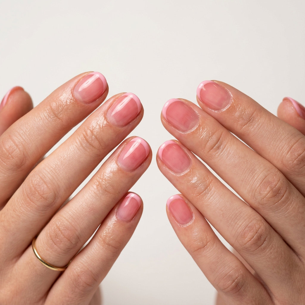 Strawberry Jelly French short round summer nails 2026. Playful, sweet style for vacations & daytime outings.