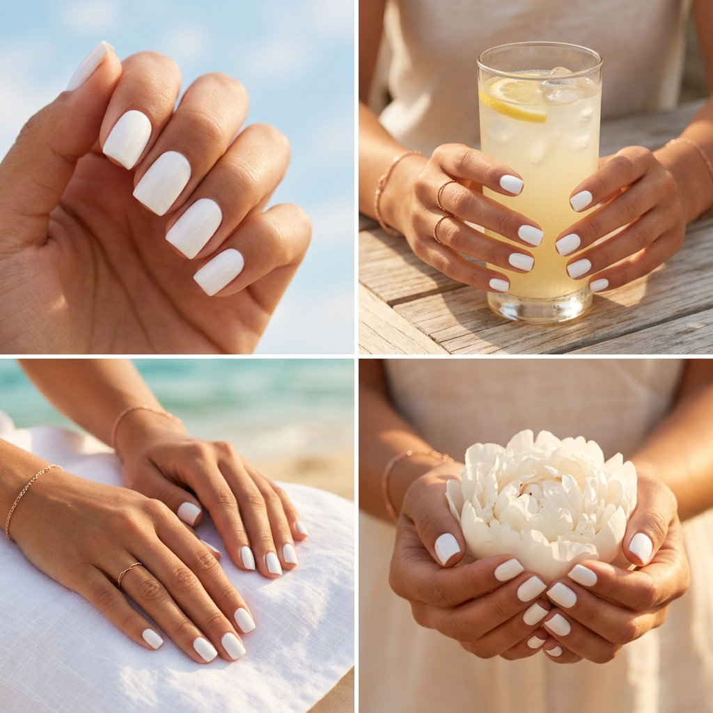 Pure milky square nails for daily wear 2026. Clean and polished.