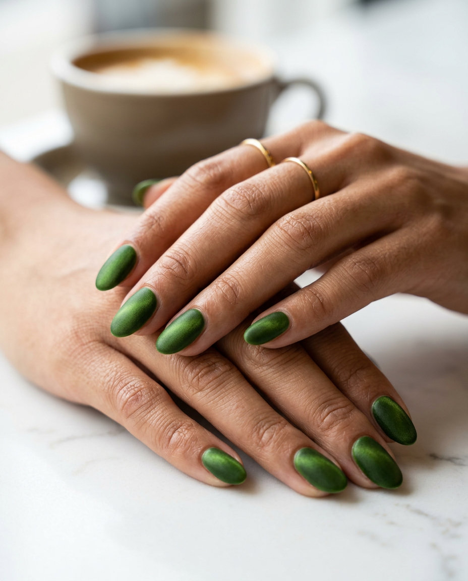 Sophisticated lime green velvet matte nails for daily wear and work events. Solid summer nails 2026.