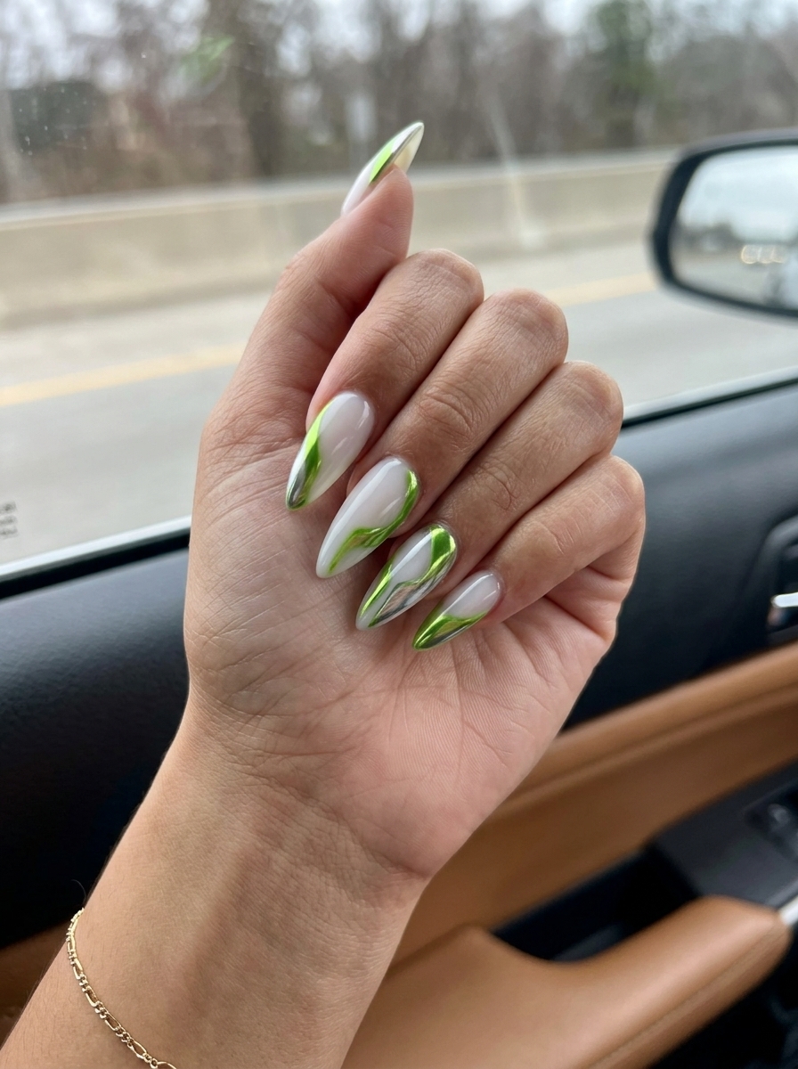 Futuristic Chrome Pop Accents nails for summer holiday nails 2026: bold, edgy, party-ready.