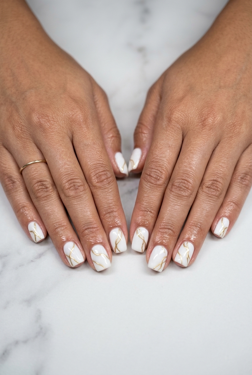 Chic Gold Line Detail nails for summer holiday nails 2026, perfect for daily wear and casual chic.