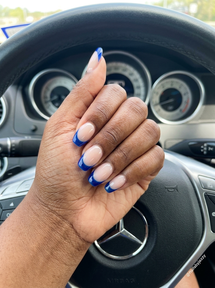 Cobalt Jelly French Tips: Summer Nails for Dark Skin 2026 Cobalt Jelly French Tips: Chic summer nails for dark skin 2026. Playful, modern, and bright.